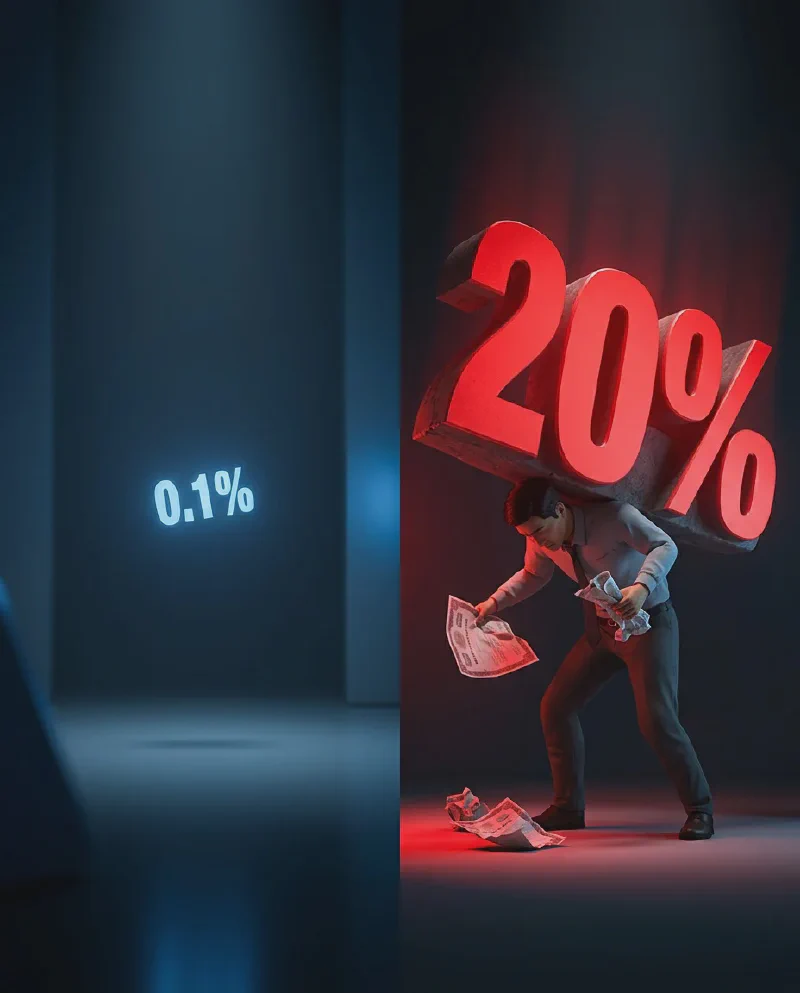 Minh hoạ gánh nặng thuế mới 20% so với 0,1%