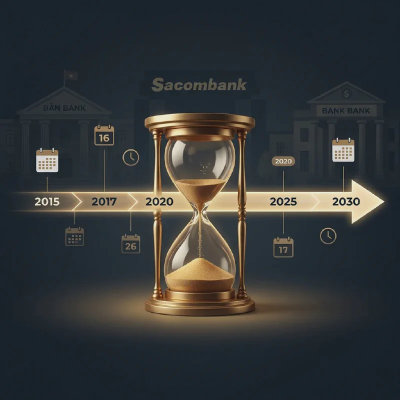 Dòng thời gian tái cơ cấu Sacombank từ 2015 đến 2030