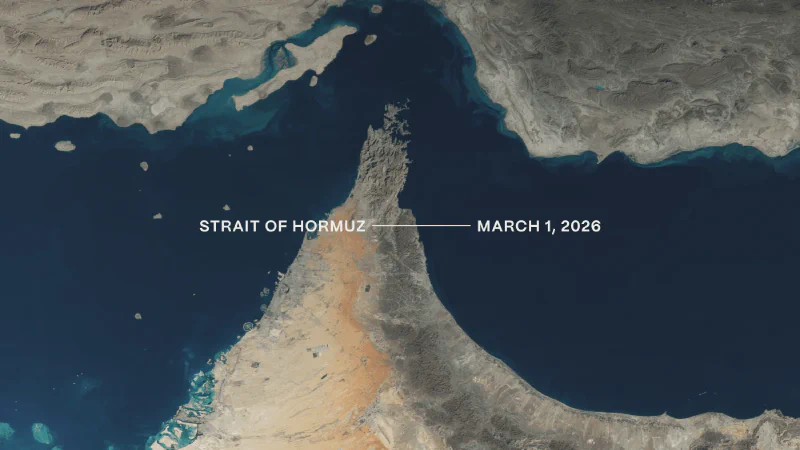 Eo biển Hormuz nhìn từ vệ tinh, điểm nghẽn chiến lược của giao thông dầu mỏ toàn cầu