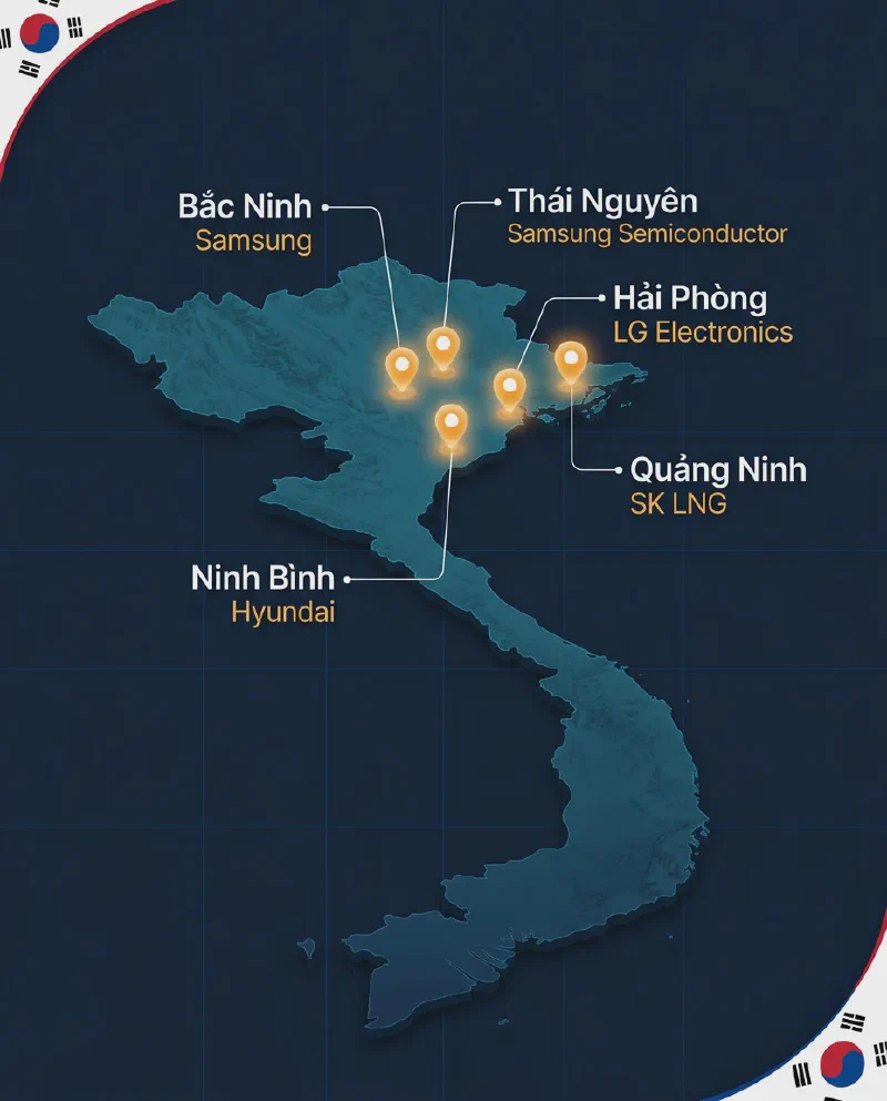 Bản đồ các cứ điểm FDI Hàn Quốc tại Việt Nam