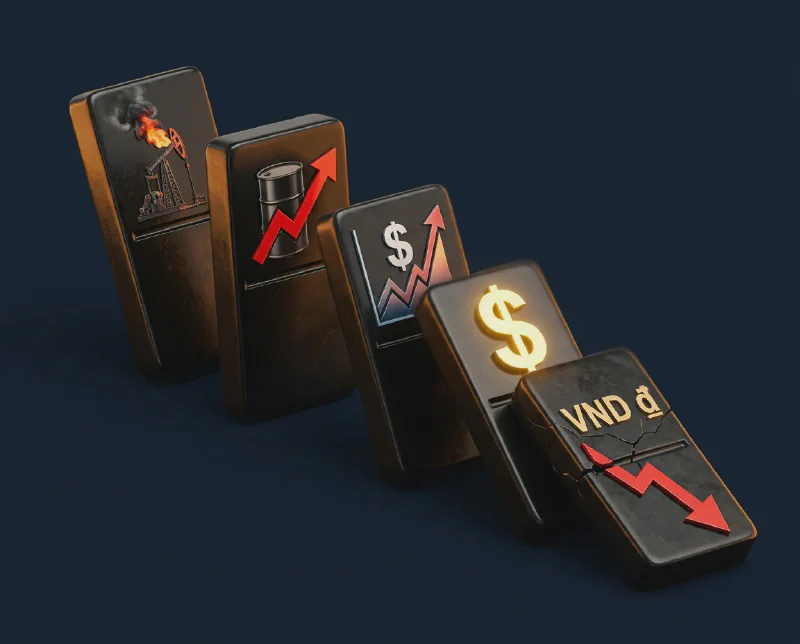 Chuỗi domino: dầu tăng → lạm phát → USD mạnh → VND chịu áp lực