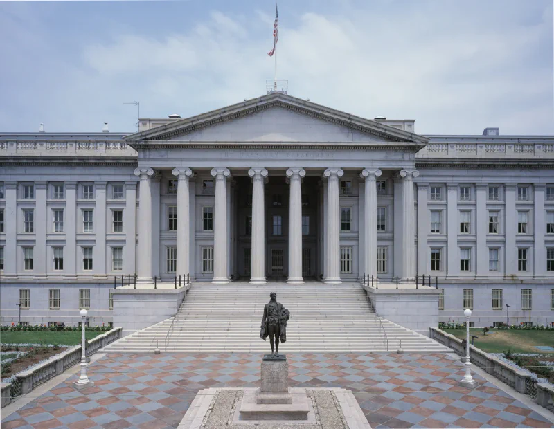 Trụ sở Bộ Tài chính Mỹ tại Washington D.C., nơi diễn ra cuộc họp khẩn