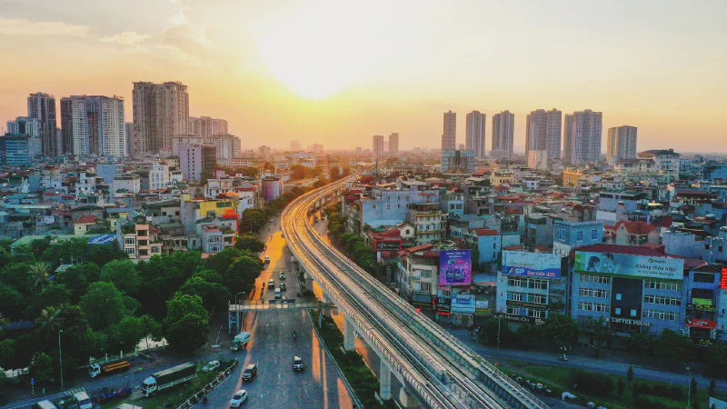 Đô thị đang phát triển với hạ tầng giao thông hiện đại