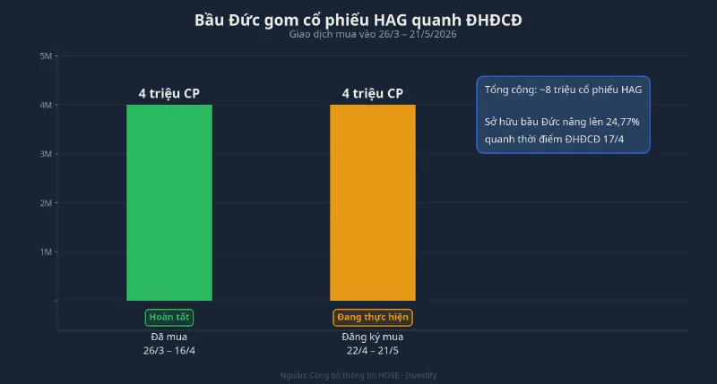 Bầu Đức gom 8 triệu cổ phiếu HAG quanh ĐHĐCĐ