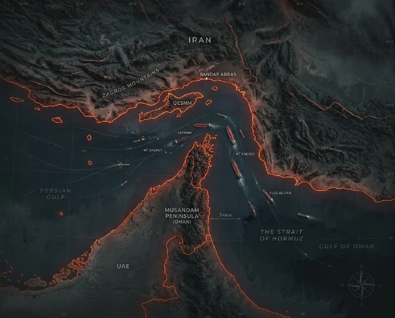 Bản đồ eo biển Hormuz — điểm địa chính trị then chốt của câu chuyện dầu Iran