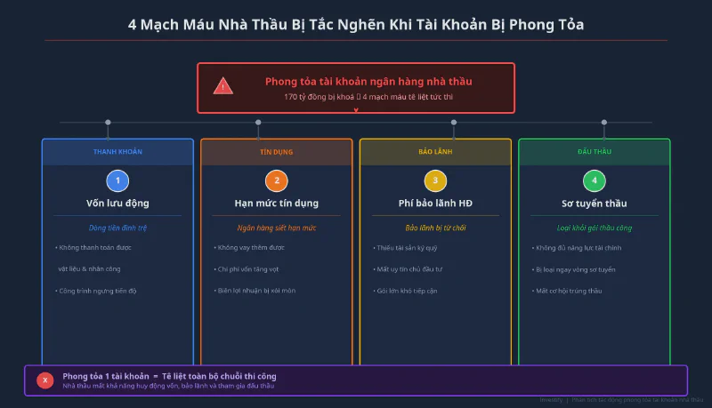 4 mạch máu nhà thầu bị tắc khi tài khoản bị phong tỏa