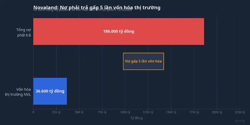 Biểu đồ so sánh nợ phải trả và vốn hóa NVL