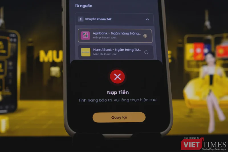 HanaGold app interface showing an error when users attempt to deposit funds
