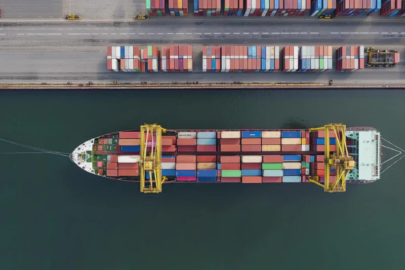 Aerial view of a container port — representing Vietnam&rsquo;s maritime industry