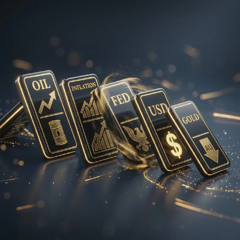 Domino chain: Oil → Inflation → Fed → USD → Gold drops