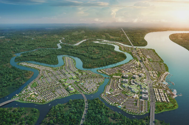 Aerial rendering of Novaland&rsquo;s Aqua City in Bien Hoa