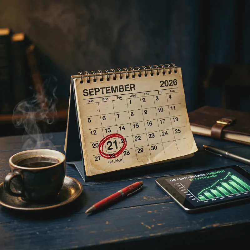 A September 2026 calendar with the 21st circled — the upgrade effective date
