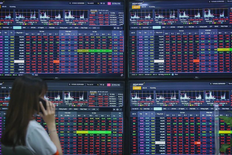 Investors watching the HOSE electronic trading board