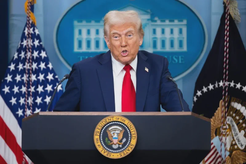 President Trump speaking at the White House