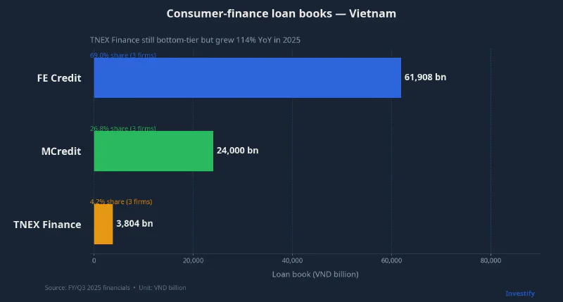 Vietnam consumer-finance loan books — FE Credit, MCredit, TNEX Finance