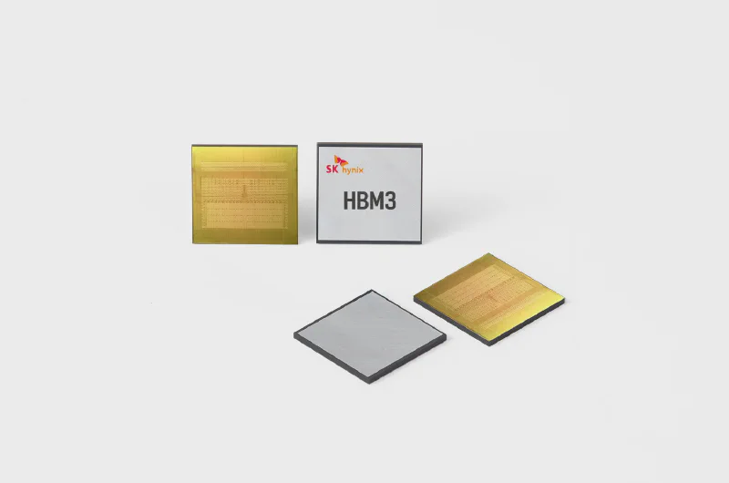 SK Hynix HBM3 chips — high bandwidth memory is the defining supply bottleneck of the AI cycle