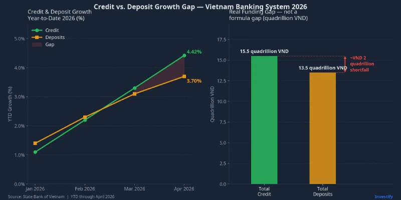 Credit vs. deposit growth gap across the banking system, 2026