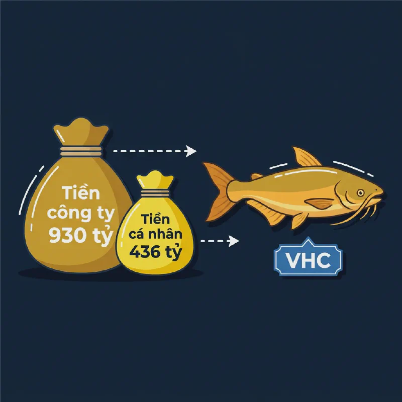 Illustration: company funds of VND 930 billion and personal funds of VND 436 billion both staked on VHC