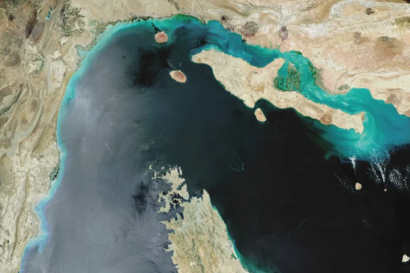 Satellite view of the Strait of Hormuz, the world&rsquo;s most critical oil chokepoint