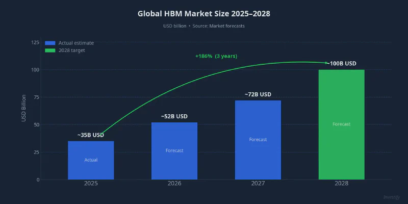 Global HBM market size forecast 2025–2028